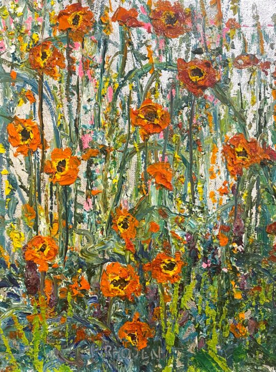 "Mother's Garden" <br /> Oil & Silver Leaf, 9x12