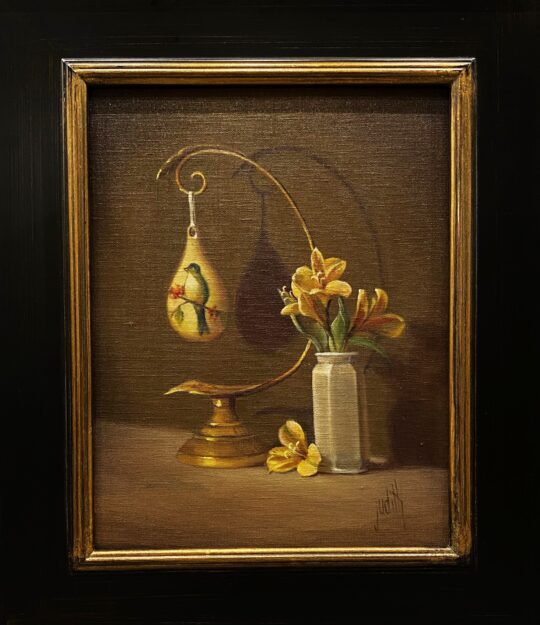 "Yellow Flowers & Bird Pendant" <br /> Oil, 11x14