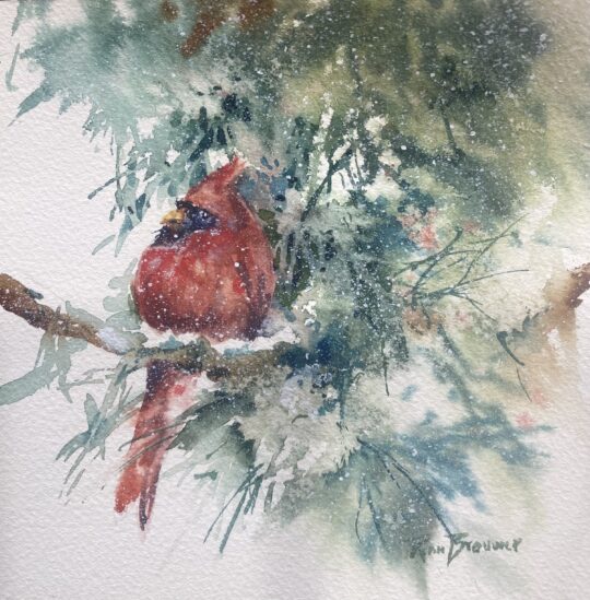 "Snowy Perch" <br /> Watercolor, 6x6