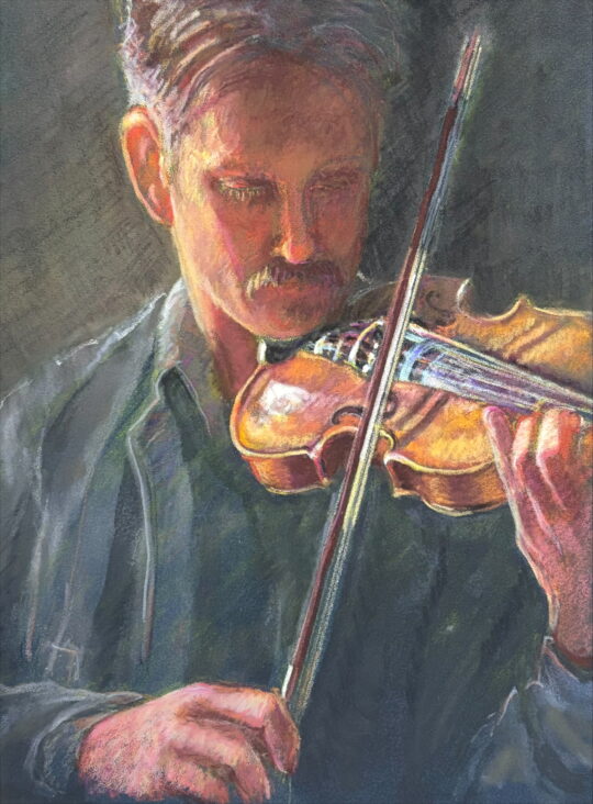 "Glow of the Fiddle" <br /> Pastel, 12.5 x 9.5