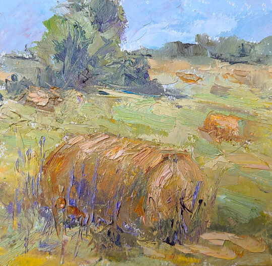 "Hay Bales in the Sun" <br /> Oil, 6x6