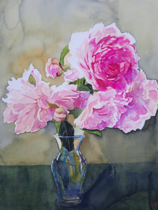 "Nina's Peonies" <br /> Watercolor, 16x12