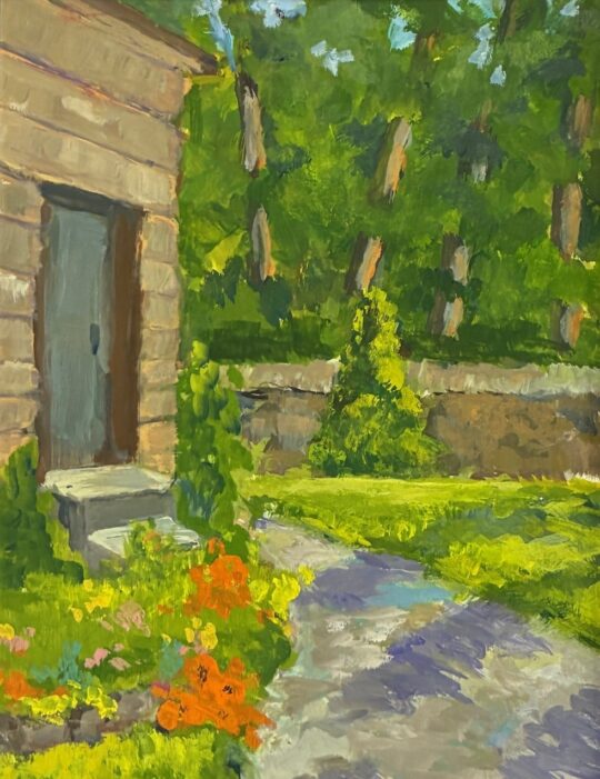 "Log Cabin at Spring Mill" <br /> Gouache, 8x6