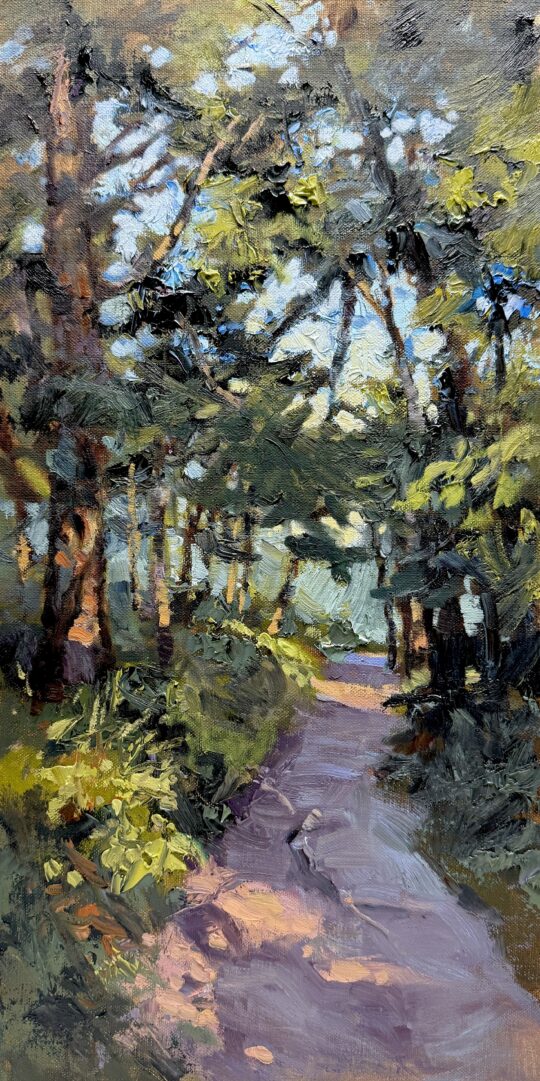 "Path Through the Pines" <br /> Oil, 20x10