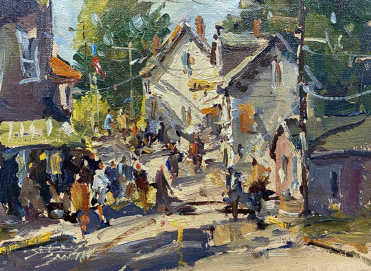 "Midday Shoppers" <br /> Oil, 6x8