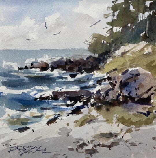 "Sand Beach Gliders" <br /> Watercolor, 6x6