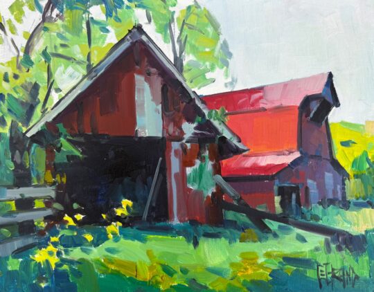 "Double Red Barns" <br /> Oil, 11x14