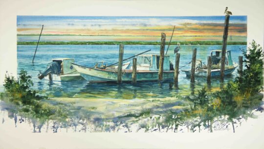 "Oyster Country" <br /> Watercolor Gouache, 15x30
