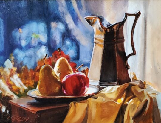 "Pewter & Fruit" <br /> Oil, 12x16