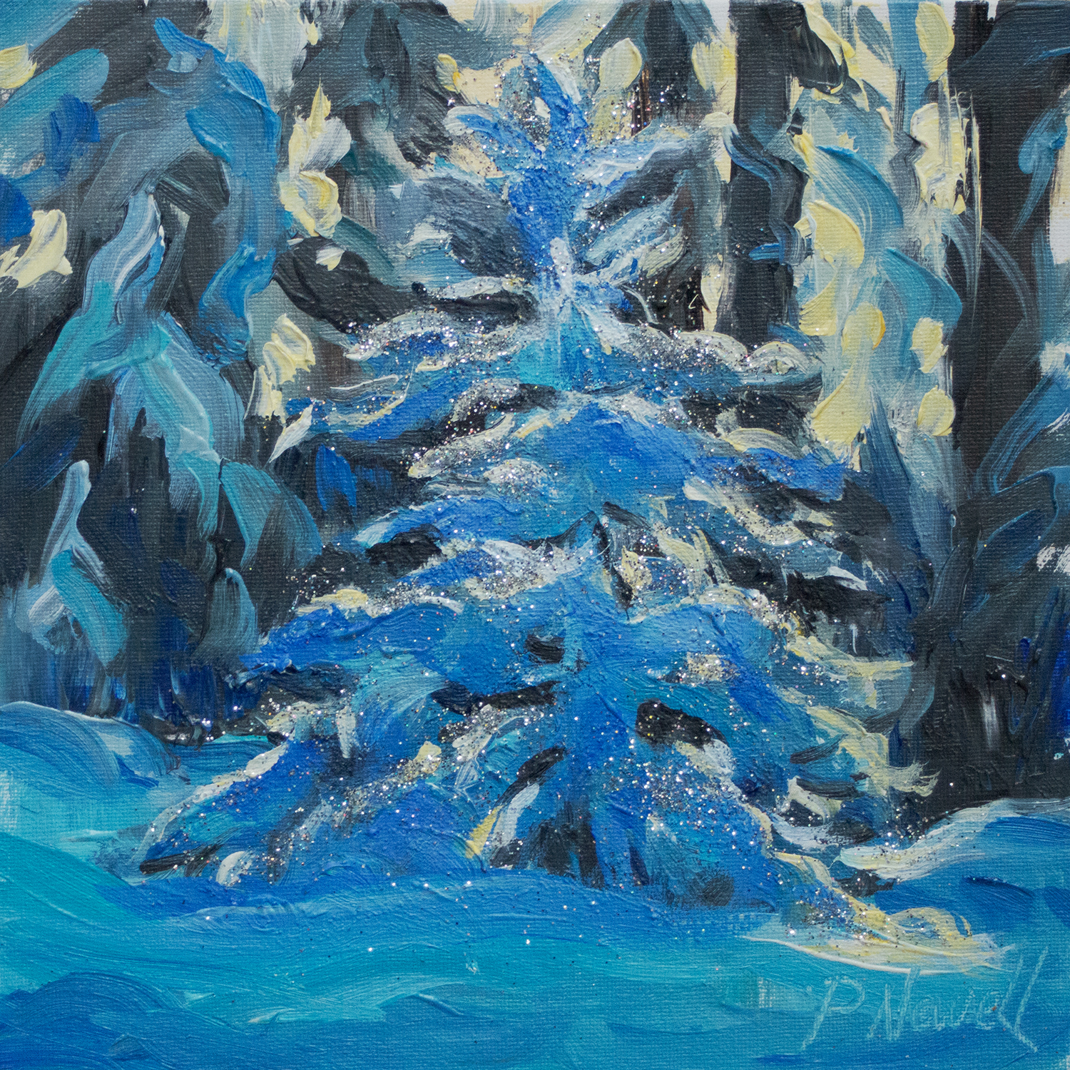 "Glimmer" <br /> Oil & Glitter, 5x5