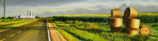 "Long Shadows" <br /> Watercolor, 12x32