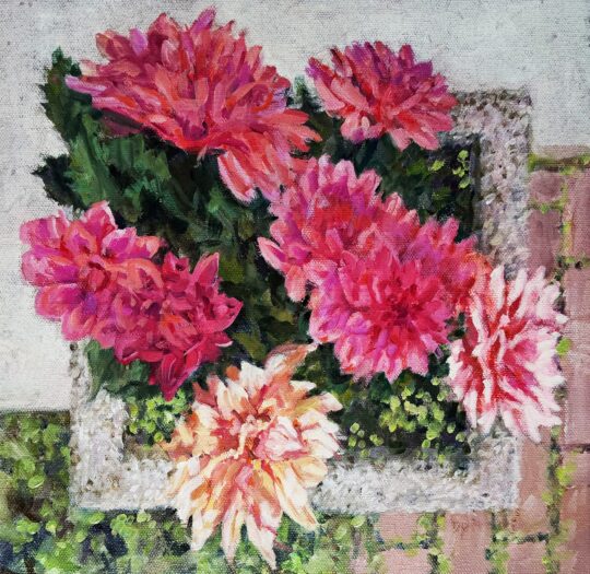 "Dahlias From Above" <br /> Oil, 12x12
