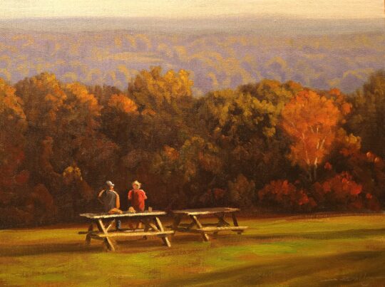 "Bean Blossom Overlook in Autumn" <br /> Oil, 12x16