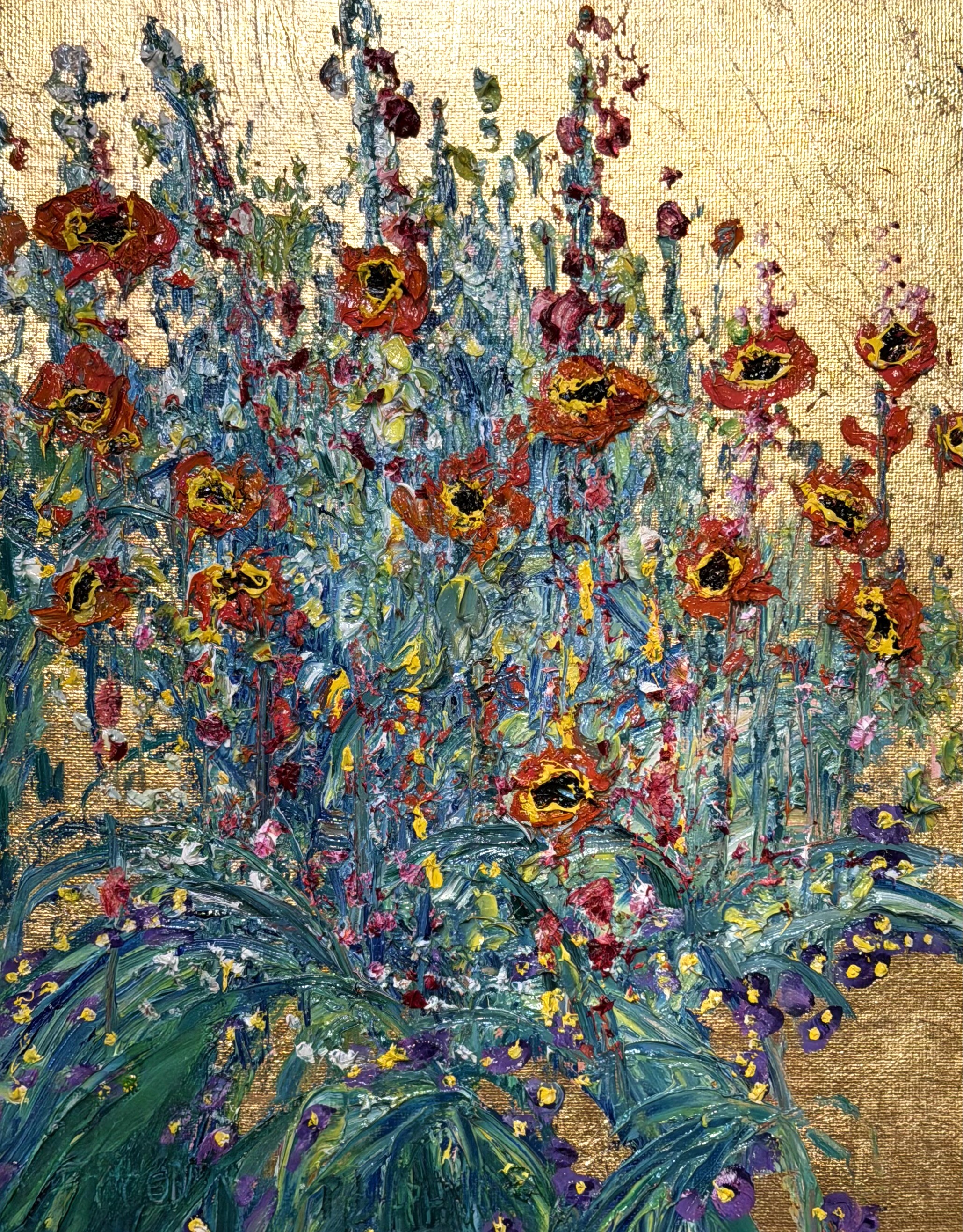 "A Burst Of Color" <br /> Oil & Gold Leaf, 11x14