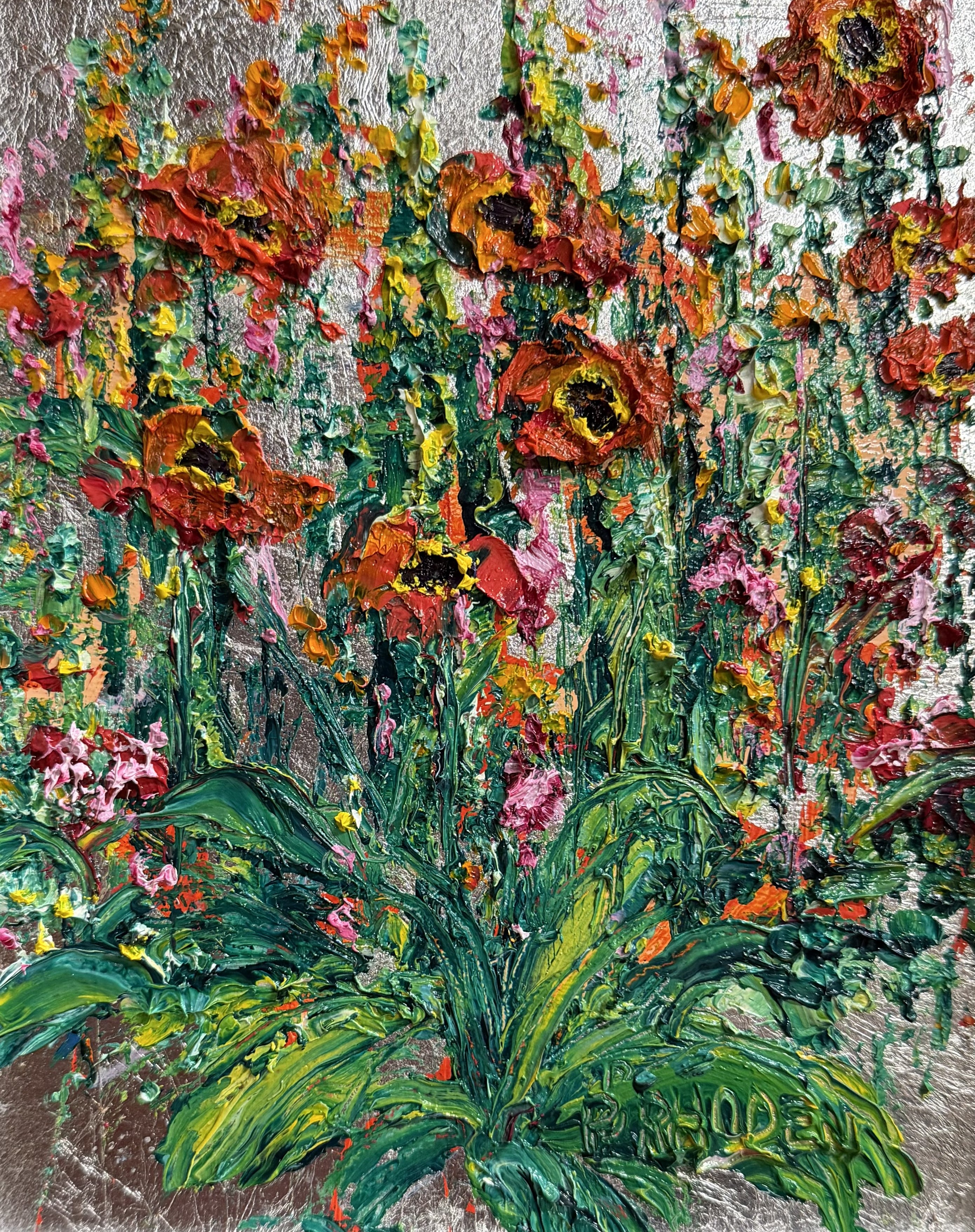 "Forever Yours" <br /> Oil & Silver Leaf, 8x10