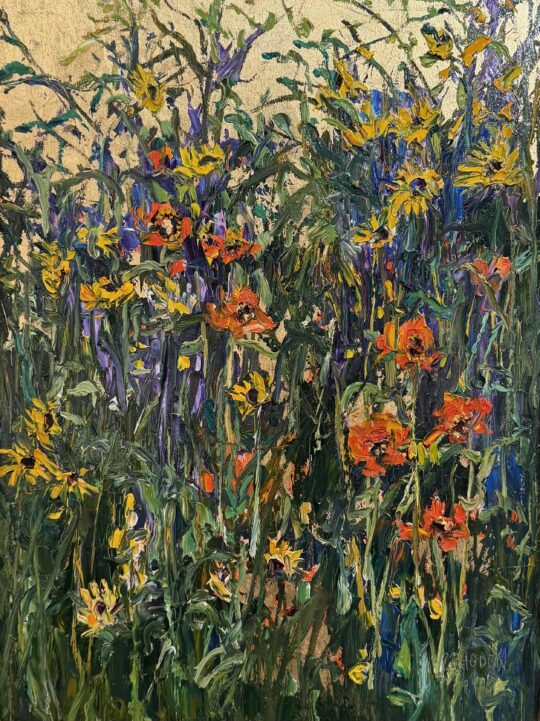 "Garden of Delight II" <br /> Oil & Gold Leaf, 24x18