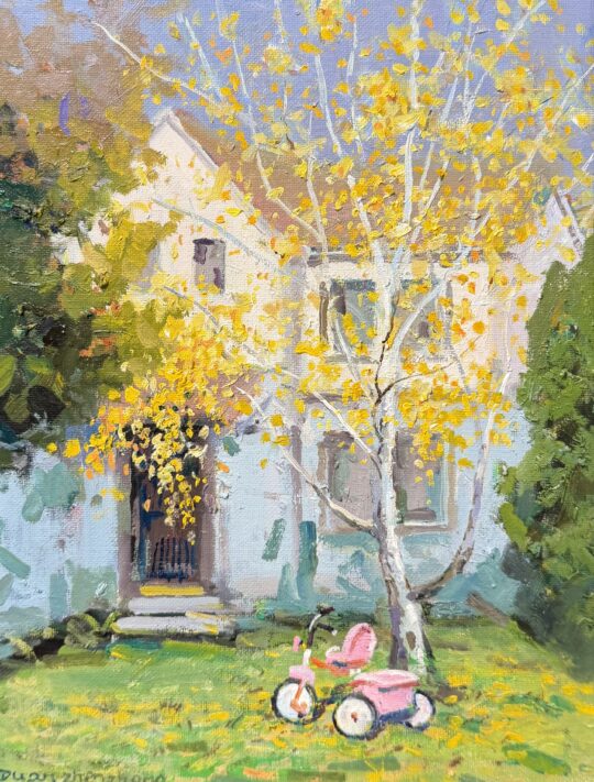 "Autumn - Pink Tricycle"<br /> Oil, 14x11<br /> No. 43