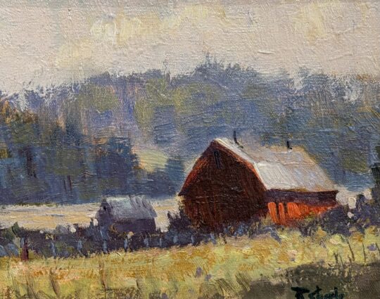 Red Barn in Sunset